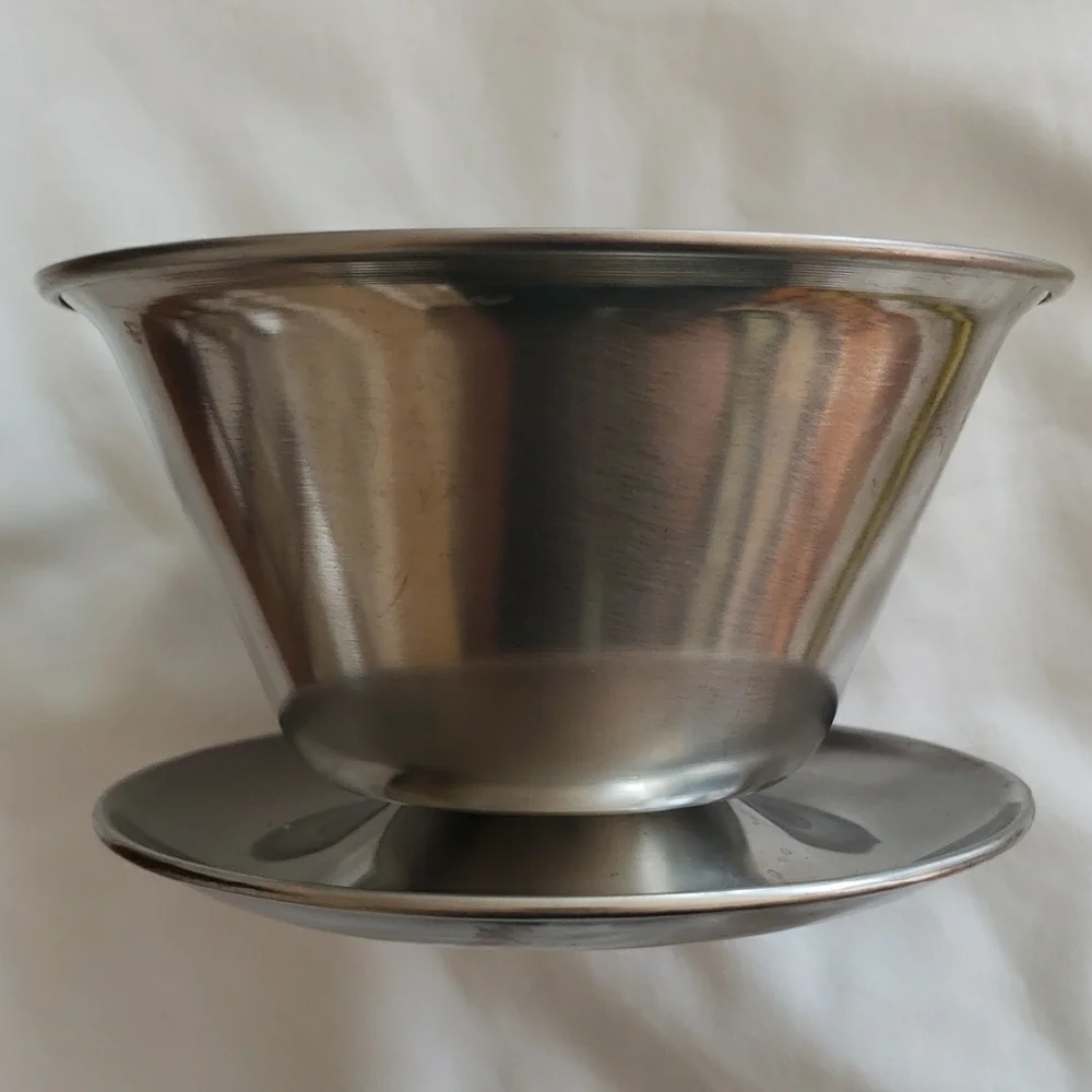 Vtg Leonard Stainless Steel Serving Bowl with Attached Base - Silver